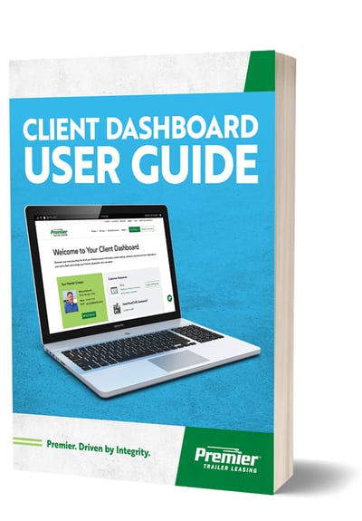 Front Cover of the Client DashBoard User Guide from Premier Trailer Leasing 